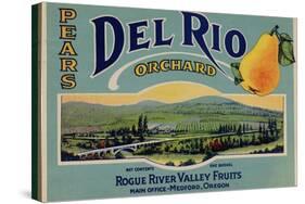 Fruit Crate Labels: Del Rio Orchard Pears; Rogue River Valley Fruits-null-Stretched Canvas