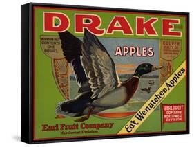 Fruit Crate Labels: Drake Brand Apples; Earl Fruit Company-null-Framed Stretched Canvas