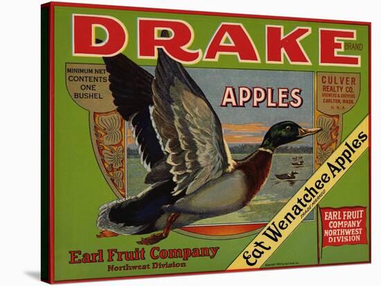 Fruit Crate Labels: Drake Brand Apples; Earl Fruit Company-null-Stretched Canvas