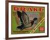 Fruit Crate Labels: Drake Brand Apples; Earl Fruit Company-null-Framed Art Print