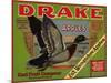 Fruit Crate Labels: Drake Brand Apples; Earl Fruit Company-null-Mounted Art Print