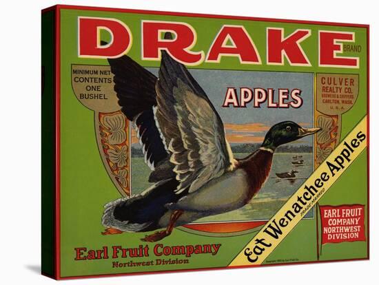 Fruit Crate Labels: Drake Brand Apples; Earl Fruit Company-null-Stretched Canvas