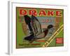 Fruit Crate Labels: Drake Brand Apples; Earl Fruit Company-null-Framed Art Print