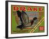 Fruit Crate Labels: Drake Brand Apples; Earl Fruit Company-null-Framed Art Print