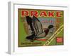 Fruit Crate Labels: Drake Brand Apples; Earl Fruit Company-null-Framed Art Print