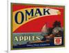 Fruit Crate Labels: Omak Brand Fancy Apples; Omak Fruit Growers-null-Framed Art Print