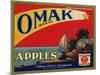 Fruit Crate Labels: Omak Brand Fancy Apples; Omak Fruit Growers-null-Mounted Art Print