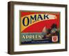 Fruit Crate Labels: Omak Brand Fancy Apples; Omak Fruit Growers-null-Framed Art Print