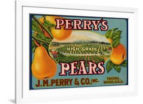 Fruit Crate Labels: Perry’s High Grade Pears; J.M. Perry and Company, Inc.-null-Framed Art Print