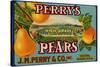 Fruit Crate Labels: Perry’s High Grade Pears; J.M. Perry and Company, Inc.-null-Stretched Canvas