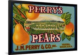 Fruit Crate Labels: Perry’s High Grade Pears; J.M. Perry and Company, Inc.-null-Framed Art Print