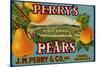 Fruit Crate Labels: Perry’s High Grade Pears; J.M. Perry and Company, Inc.-null-Mounted Premium Giclee Print