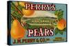 Fruit Crate Labels: Perry’s High Grade Pears; J.M. Perry and Company, Inc.-null-Stretched Canvas