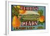 Fruit Crate Labels: Perry’s High Grade Pears; J.M. Perry and Company, Inc.-null-Framed Art Print