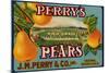 Fruit Crate Labels: Perry’s High Grade Pears; J.M. Perry and Company, Inc.-null-Mounted Art Print