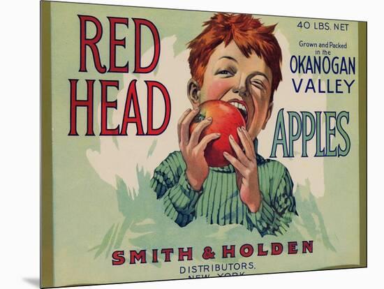 Fruit Crate Labels: Red Head Apples; Distributed by Smith and Holden, New York-null-Mounted Art Print