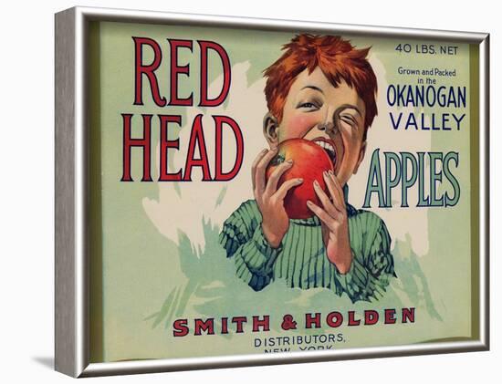 Fruit Crate Labels: Red Head Apples; Distributed by Smith and Holden, New York-null-Framed Art Print