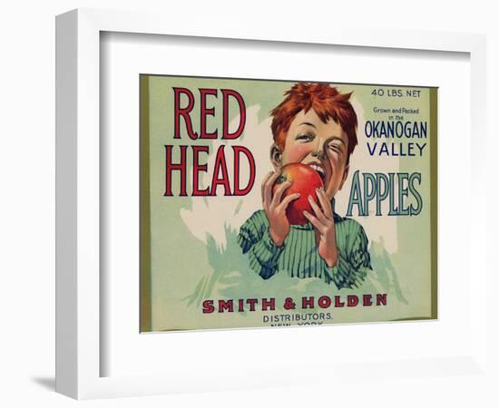 Fruit Crate Labels: Red Head Apples; Distributed by Smith and Holden, New York-null-Framed Art Print