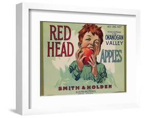 Fruit Crate Labels: Red Head Apples; Distributed by Smith and Holden, New York-null-Framed Art Print