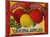 Fruit Crate Labels: Red Ribbon Brand Yakima Apples; Yakima County Horticultural Union-null-Mounted Art Print