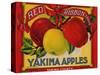 Fruit Crate Labels: Red Ribbon Brand Yakima Apples; Yakima County Horticultural Union-null-Stretched Canvas