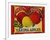 Fruit Crate Labels: Red Ribbon Brand Yakima Apples; Yakima County Horticultural Union-null-Framed Art Print