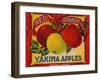 Fruit Crate Labels: Red Ribbon Brand Yakima Apples; Yakima County Horticultural Union-null-Framed Art Print