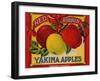 Fruit Crate Labels: Red Ribbon Brand Yakima Apples; Yakima County Horticultural Union-null-Framed Art Print