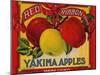 Fruit Crate Labels: Red Ribbon Brand Yakima Apples; Yakima County Horticultural Union-null-Mounted Art Print