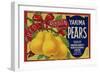 Fruit Crate Labels: Red Ribbon Brand Yakima Pears; Yakima County Horticultural Union-null-Framed Art Print