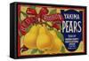 Fruit Crate Labels: Red Ribbon Brand Yakima Pears; Yakima County Horticultural Union-null-Framed Stretched Canvas