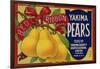 Fruit Crate Labels: Red Ribbon Brand Yakima Pears; Yakima County Horticultural Union-null-Framed Art Print