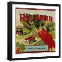 Fruit Crate Labels: Rhubarb; Packed and Shipped by Washington Berry Growers Association-null-Framed Art Print