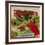 Fruit Crate Labels: Rhubarb; Packed and Shipped by Washington Berry Growers Association-null-Framed Art Print