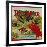 Fruit Crate Labels: Rhubarb; Packed and Shipped by Washington Berry Growers Association-null-Framed Art Print