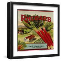 Fruit Crate Labels: Rhubarb; Packed and Shipped by Washington Berry Growers Association-null-Framed Art Print