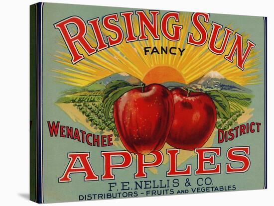 Fruit Crate Labels: Rising Sun Fancy Apples; F.E. Nellis and Company-null-Stretched Canvas