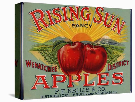 Fruit Crate Labels: Rising Sun Fancy Apples; F.E. Nellis and Company-null-Stretched Canvas