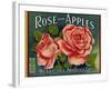 Fruit Crate Labels: Rose Brand Apples; Wenatchee Produce Company-null-Framed Art Print