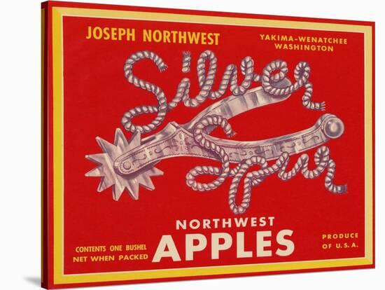 Fruit Crate Labels: Silver Spur Northwest Apples-null-Stretched Canvas