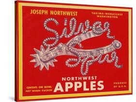 Fruit Crate Labels: Silver Spur Northwest Apples-null-Stretched Canvas