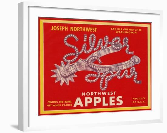 Fruit Crate Labels: Silver Spur Northwest Apples-null-Framed Art Print