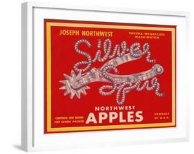 Fruit Crate Labels: Silver Spur Northwest Apples-null-Framed Art Print