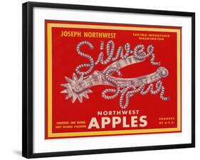 Fruit Crate Labels: Silver Spur Northwest Apples-null-Framed Art Print