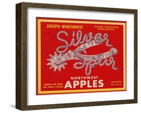 Fruit Crate Labels: Silver Spur Northwest Apples-null-Framed Art Print