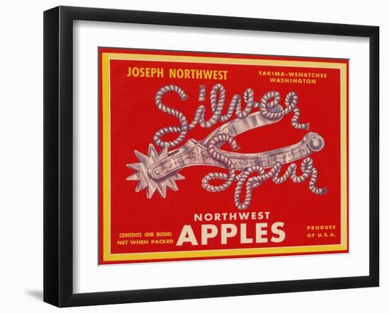 Fruit Crate Labels: Silver Spur Northwest Apples-null-Framed Art Print