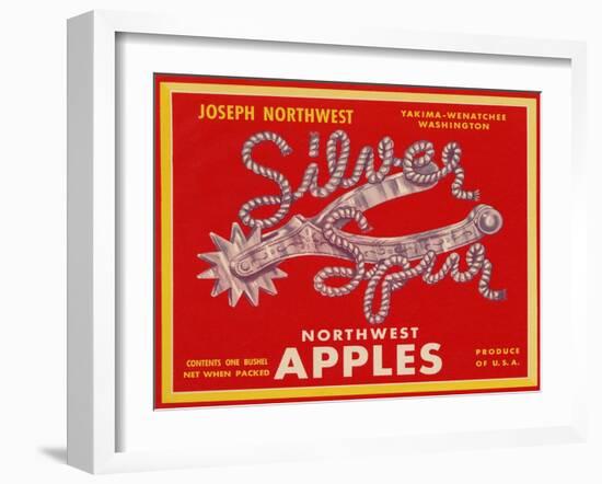 Fruit Crate Labels: Silver Spur Northwest Apples-null-Framed Art Print