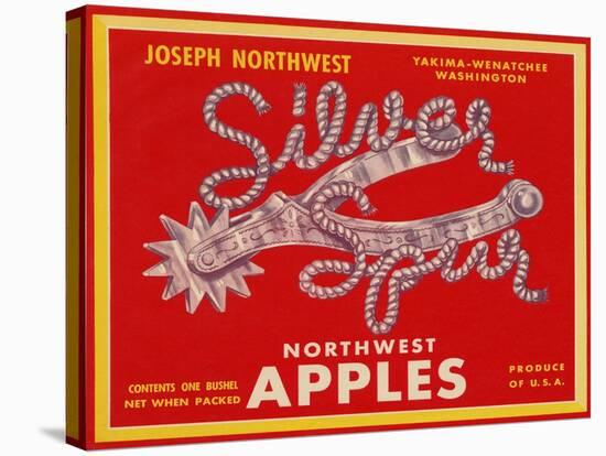 Fruit Crate Labels: Silver Spur Northwest Apples-null-Stretched Canvas