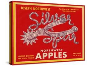 Fruit Crate Labels: Silver Spur Northwest Apples-null-Stretched Canvas