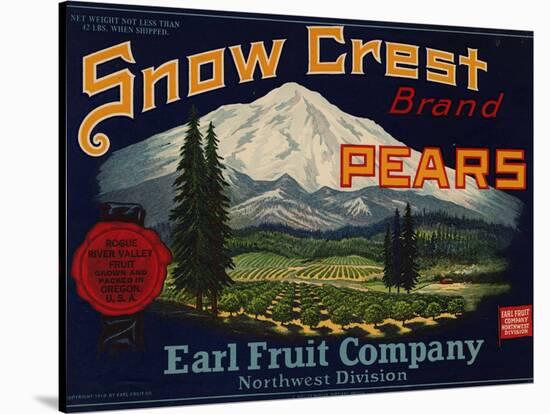 Fruit Crate Labels: Snow Crest Brand Pears; Earl Fruit Company-null-Stretched Canvas